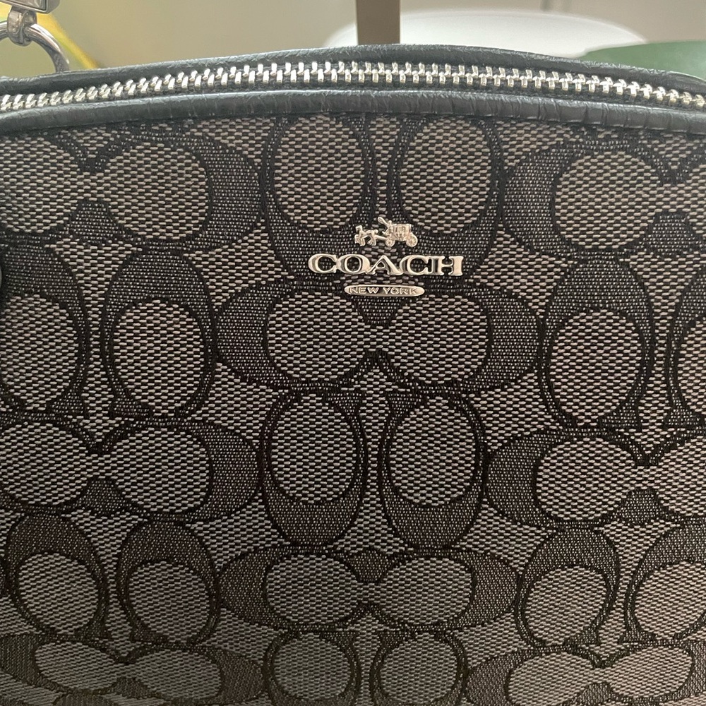 Coach Black/Charcoal Signature Shoulder Bag with Crossbody Strap - Picture 3 of 14